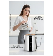 İnox 350ml Barista Süt Sürahisi - Süt Köpürtme Potu -  Paslanmaz Çelik