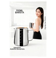 İnox 550ml Barista Süt Sürahisi - Süt Köpürtme Potu -  Paslanmaz Çelik