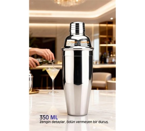 350 ml Inox Shaker - Kokteyl Karıştırma Kabı  Süzgeçli Bar Shaker Paslanmaz Çelik