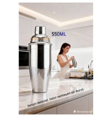 550 ml Inox Shaker - Kokteyl Karıştırma Kabı  Süzgeçli Bar Shaker Paslanmaz Çelik