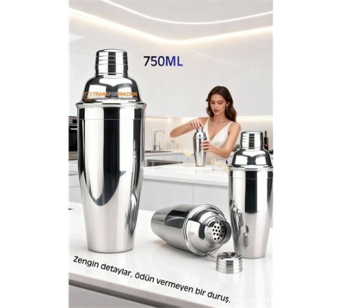 750 ml Inox Shaker - Kokteyl Karıştırma Kabı  Süzgeçli Bar Shaker Paslanmaz Çelik