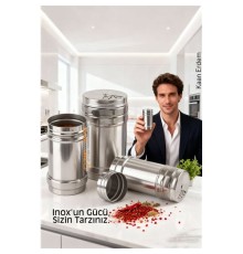 Inox 3’lü Baharatlık Seti - Ayarlanabilir Başlıklı Gurme Serisi 304 Paslanmaz Çelik