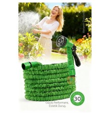 30 Metre Premium Uzayabilen Bahçe Hortumu - 7 Fonksiyonlu Başlık ve Esnek Tasarım