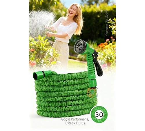 30 Metre Premium Uzayabilen Bahçe Hortumu - 7 Fonksiyonlu Başlık ve Esnek Tasarım