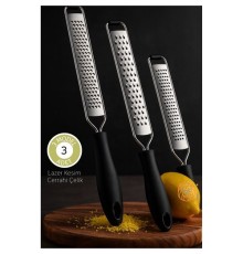3'lü Profesyonel Çelik Rende Seti: Limon Peynir Çikolata Zester - Lazer Kesim Cerrahi Çelik