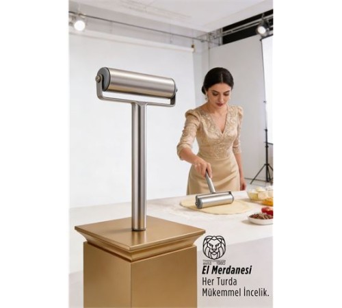 Paslanmaz Çelik El Merdanesi: Profesyonel Pizza Mantı ve Hamur Açma Silindiri