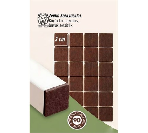 90 Adet Kendinden Yapışkanlı 2x2 cm Premium Zemin Koruyucu Keçe Seti