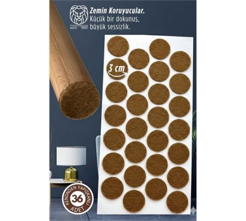 36 Adet Kendinden Yapışkanlı 3x3 cm Premium Zemin Koruyucu Keçe Seti