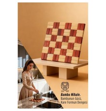 Derin Su Serisi - Lüks Kare Bambu Mutfak Nihalesi 17x17 cm