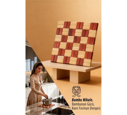 Derin Su Serisi - Lüks Kare Bambu Mutfak Nihalesi 17x17 cm