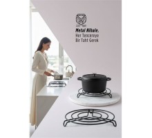 Juliette Serisi Siyah Metal Nihale - 20 cm Isıya Dayanıklı Lüks Tencere Altlığı