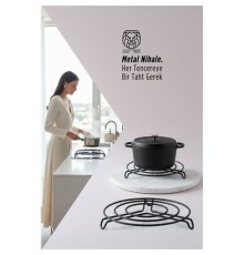 Juliette Serisi Siyah Metal Nihale - 20 cm Isıya Dayanıklı Lüks Tencere Altlığı