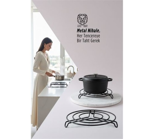 Juliette Serisi Siyah Metal Nihale - 20 cm Isıya Dayanıklı Lüks Tencere Altlığı