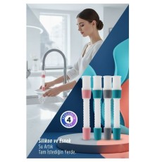4 LÜ Silikon Esnek Musluk Uzatıcı – 14.5 cm Lavabo ve Mutfak Batarya Başlığı