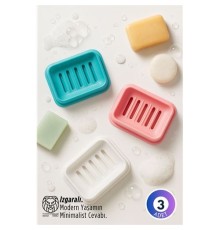 Claire Serisi 3’lü Lüks Renkli Sabunluk Seti - Modern Islak Alan Düzenleyici