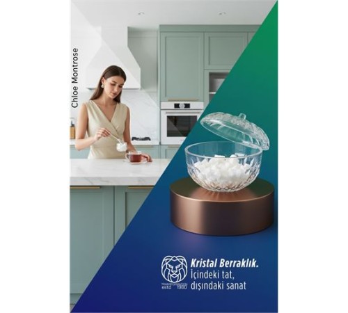 Chloe Montrose Serisi Kristal Berraklığında Şık Kapaklı Şekerlik 12x9 cm