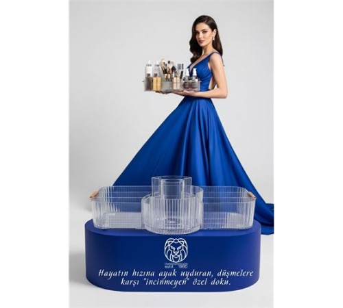 Moblen Luxury 33.5 cm Ortası Dönerli Bölmeli Makyaj ve Kozmetik Düzenleyici Organizer