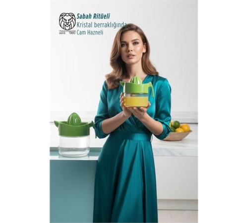 Cam Hazneli 300 ml Lüks Limon ve Portakal Sıkacağı 11,4 cm