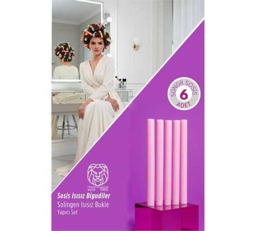 6’lı Profesyonel Sünger Sosis Saç Bigudisi – Isısız Doğal Dalgalar Solingen Professional 719759