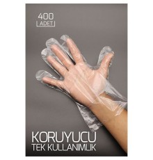 400 Adet Tek Kullanımlık Şeffaf Eldiven