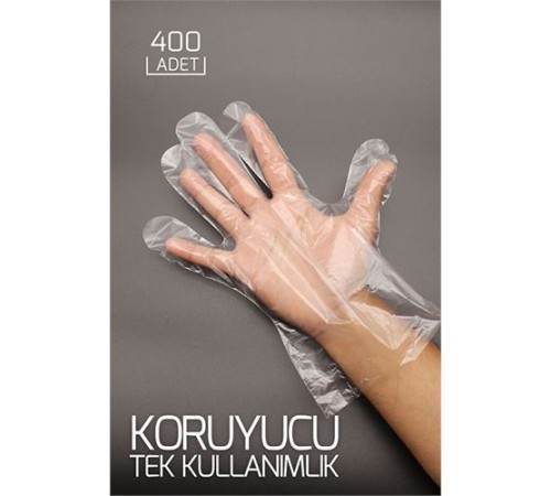 400 Adet Tek Kullanımlık Şeffaf Eldiven
