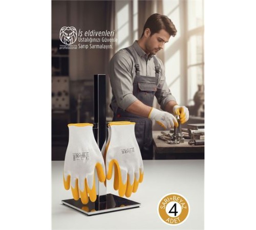 Ultra Dayanıklı Kavrama Teknolojili 4'lü İş Eldiveni Seti - Profesyonel Atölye ve Montaj Serisi