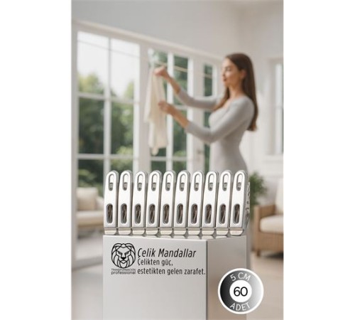 Premium Çelik Mandal Seti - 60'lı Elite Seri, Endüstriyel Mukavemetli Çamaşır Mandalı