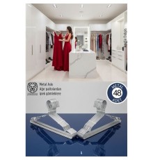 48'li Lüks Çelik Elbise Askısı - İz Yapmayan İnce Tasarım Metal Kıyafet Düzenleyici (40cm)