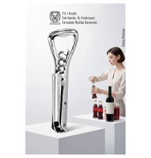 3’ü 1 Arada Profesyonel Çelik Tirbüşon: Lüks Şişe ve Kavanoz Açacağı Kombine Set