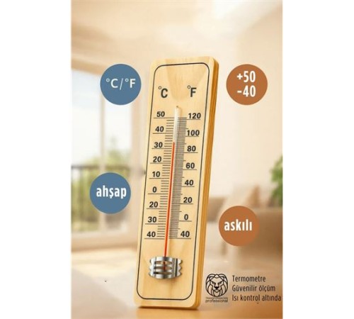 Termometre  - Ahşap Duvar Termometresi