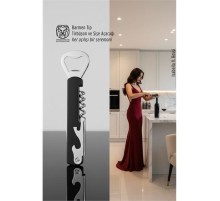 Barmen Tip Çelik Profesyonel Tirbüşon ve Şişe Açacağı Kombine Set