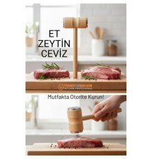 Ahşap Saplı Profesyonel Et Dövücü, Zeytin ve Ceviz Kırıcı Çekiç