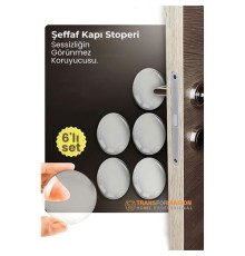6'lı Kristal Koruma  Şeffaf Kapı Stoperi Tampon Seti | Duvar & Mobilya Çarpma Önleyici