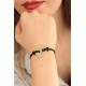 HAPPY (Mutlu) Siyah Deri İpli Unisex Mood Bileklik