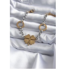 316L Çelik Mix Renk Zincir Model Yonca Figür Kadın Bileklik