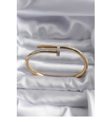 316L Çelik Gold Renk Çivi Model Zirkon Taş Detay Kadın Bileklik