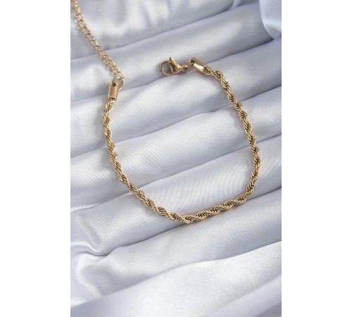 316L Çelik Gold Renk Burgu Zincir Model Kadın Bileklik