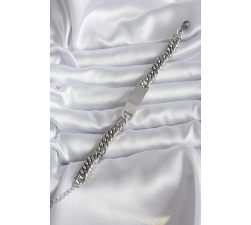 316L Çelik Gümüş Renk İsim Yazılabilir Plaka Model Kadın Bileklik