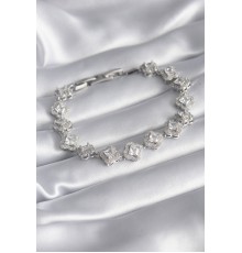 Pirinç Gümüş Renk Zirkon Taşlı Yonca Model VIP Seri Kadın Bileklik