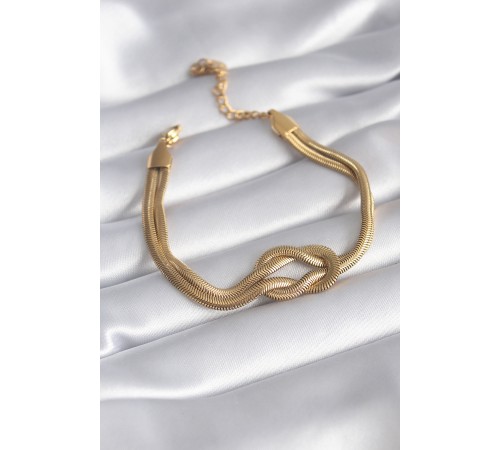 316L Çelik Gold Renk İtalyan Zincir Düğüm Model Kadın Bileklik