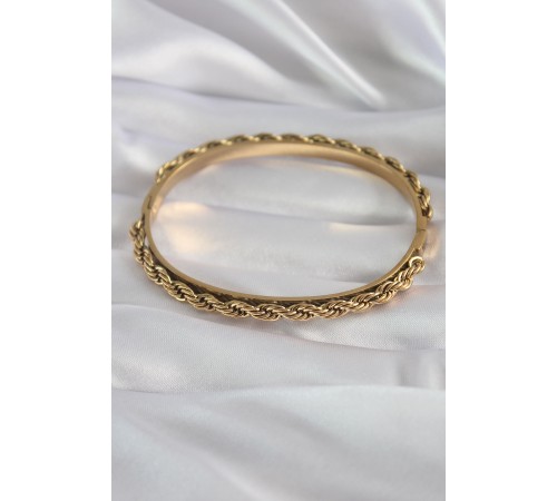 316L Çelik Gold Renk Burgu Zincir Model Kadın Kelepçe