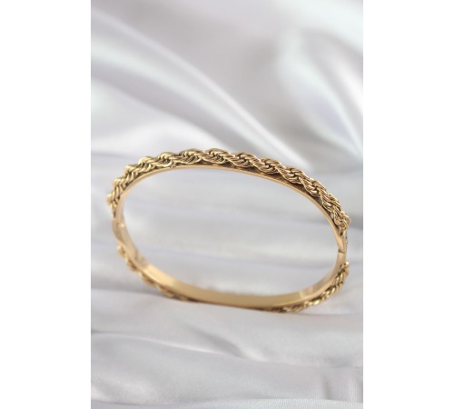 316L Çelik Gold Renk Burgu Zincir Model Kadın Kelepçe