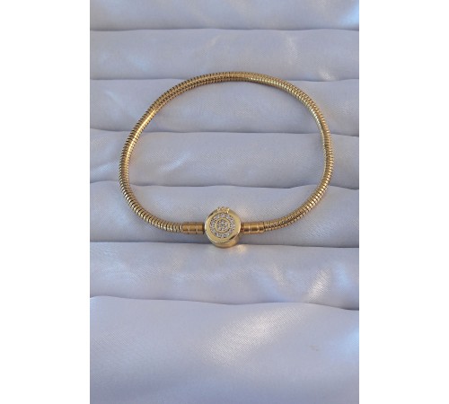 Pirinç Gold Renk Zirkon Taşlı Charm Bileklik