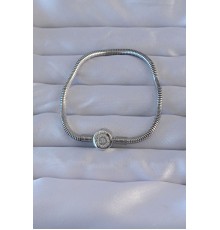 Pirinç Gümüş Renk Zirkon Taşlı Charm Bileklik