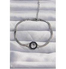 316L Çelik Gümüş Renk Zirkon Taşlı Mineli İtalyan Zincir Serenay Bileklik