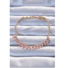 Pirinç Vip Seri Altın Renk Pembe Zirkon Taşlı Bileklik