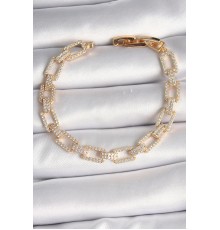 Pirinç Gold Renk Zirkon Taşlı Zincir Model VIP Seri Kadın Bileklik