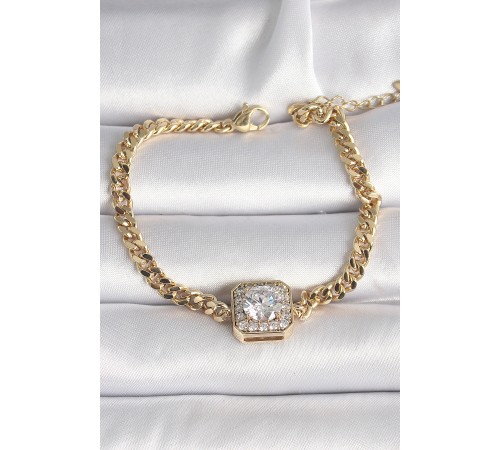 Pirinç Gold Renk Kare Zirkon Taşlı Xuping Exclusive VIP Seri Kadın Bileklik