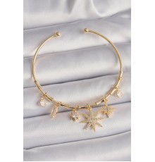 Pirinç Gold Renk Sallantı Zirkon Taşlı Kutup Yıldız Figür Charm Bileklik