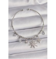 Pirinç Gümüş Renk Sallantı Zirkon Taşlı Kutup Yıldız Figür Charm Bileklik